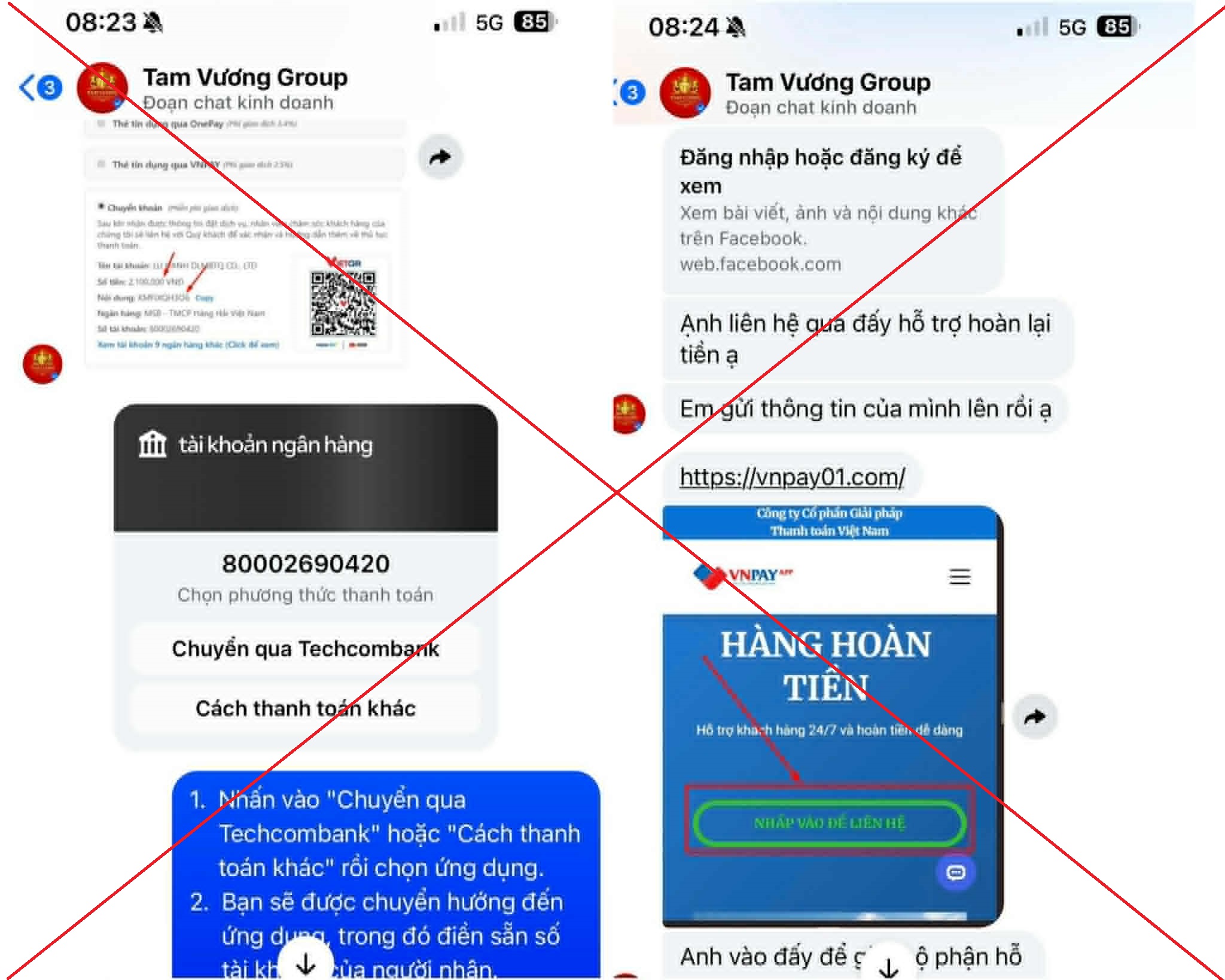 Thủ đoạn mạo danh VNPAY, lừa đảo chiếm đoạt tài sản người dùng.