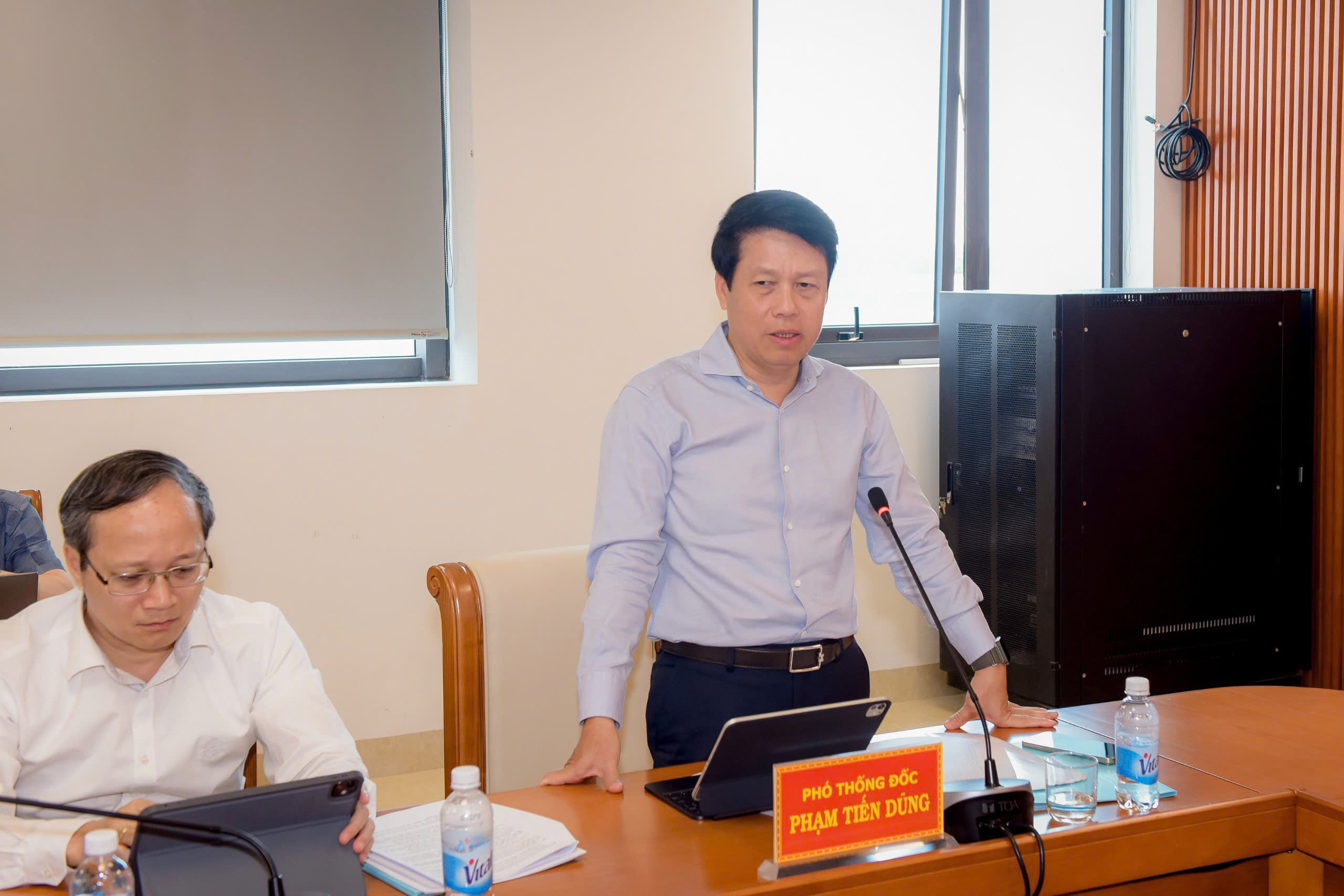 Phó Thống đốc Phạm Tiến Dũng phát biểu tại buổi làm việc