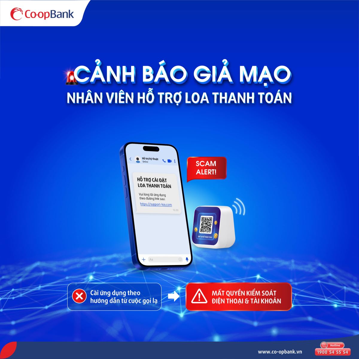 Co-opBank cảnh báo thủ đoạn lừa đảo qua dịch vụ cài đặt loa thanh toán
