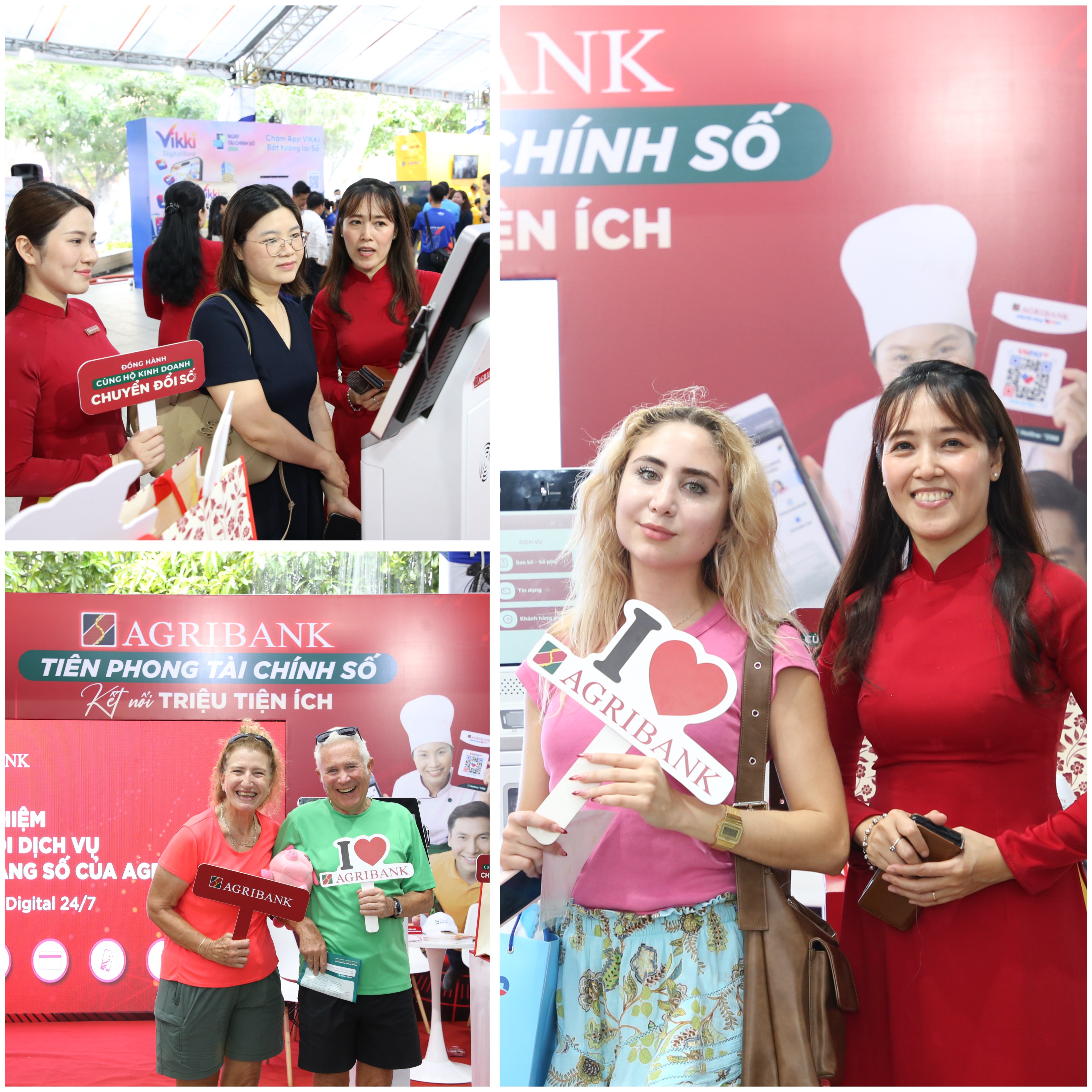 Khách hàng hào hứng trải nghiệm dịch vụ Agribank