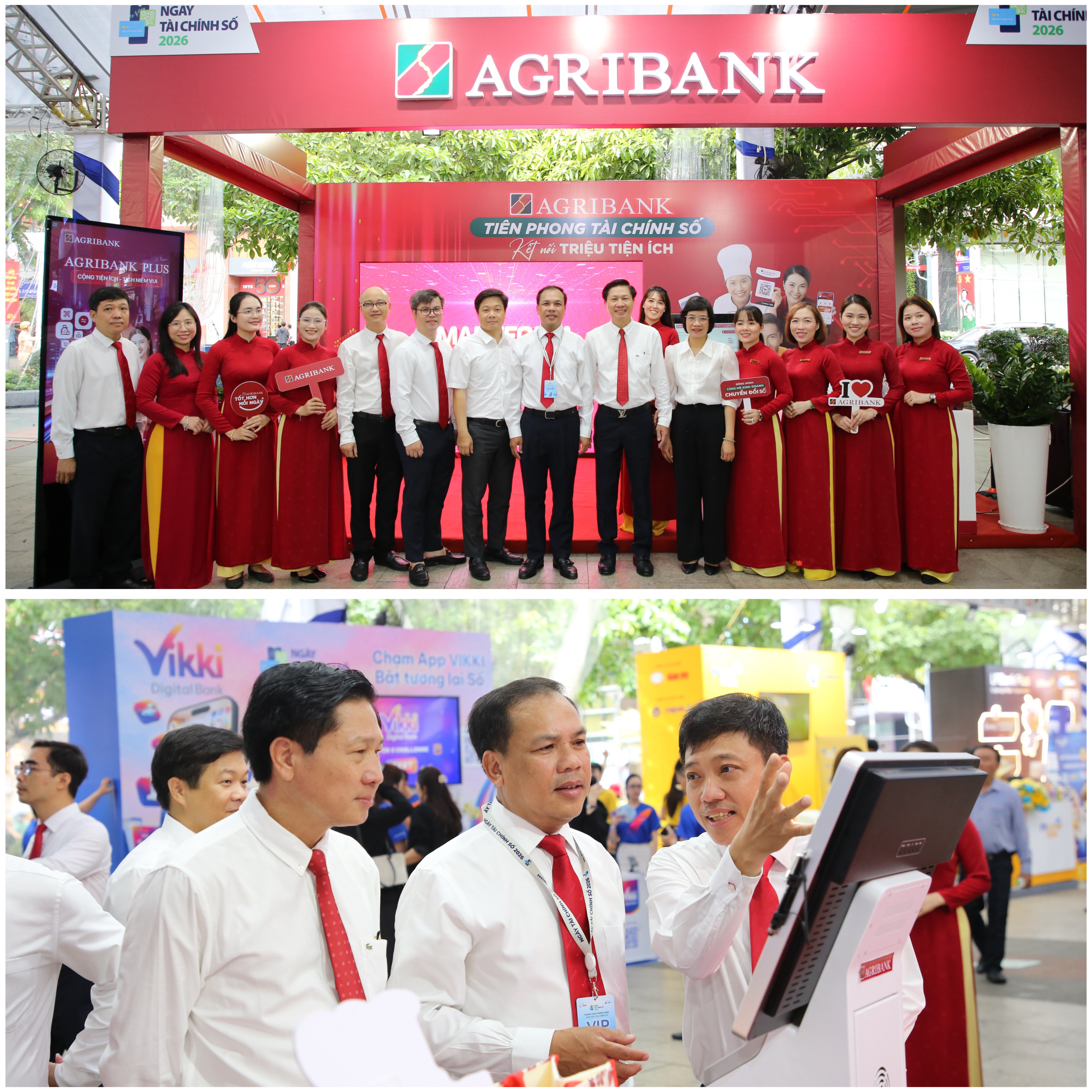 Đồng chí Lê Hồng Phúc - Phó Tổng Giám đốc Agribank tại gian hàng