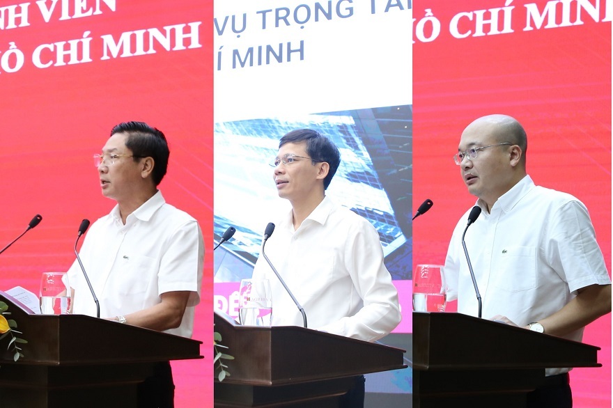 Lãnh đạo các đơn vị tại Trụ sở chính, Văn phòng đại diện khu vực miền Nam phát biểu