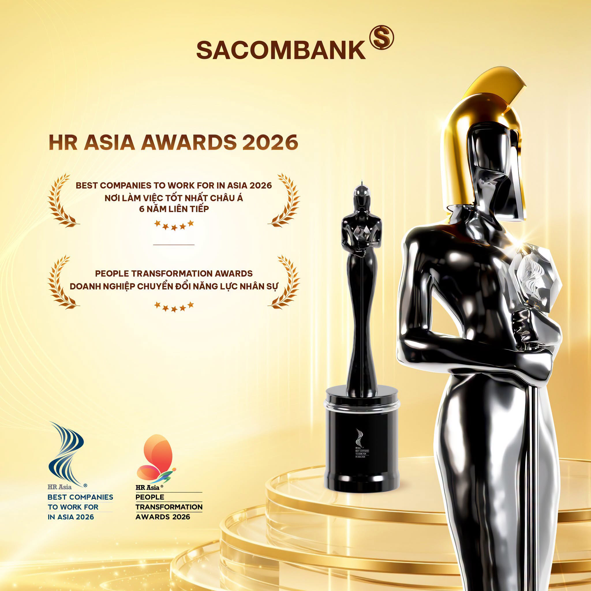 SACOMBANK 6 năm liên tiếp được vinh danh là "Nơi làm việc tốt nhất châu Á"