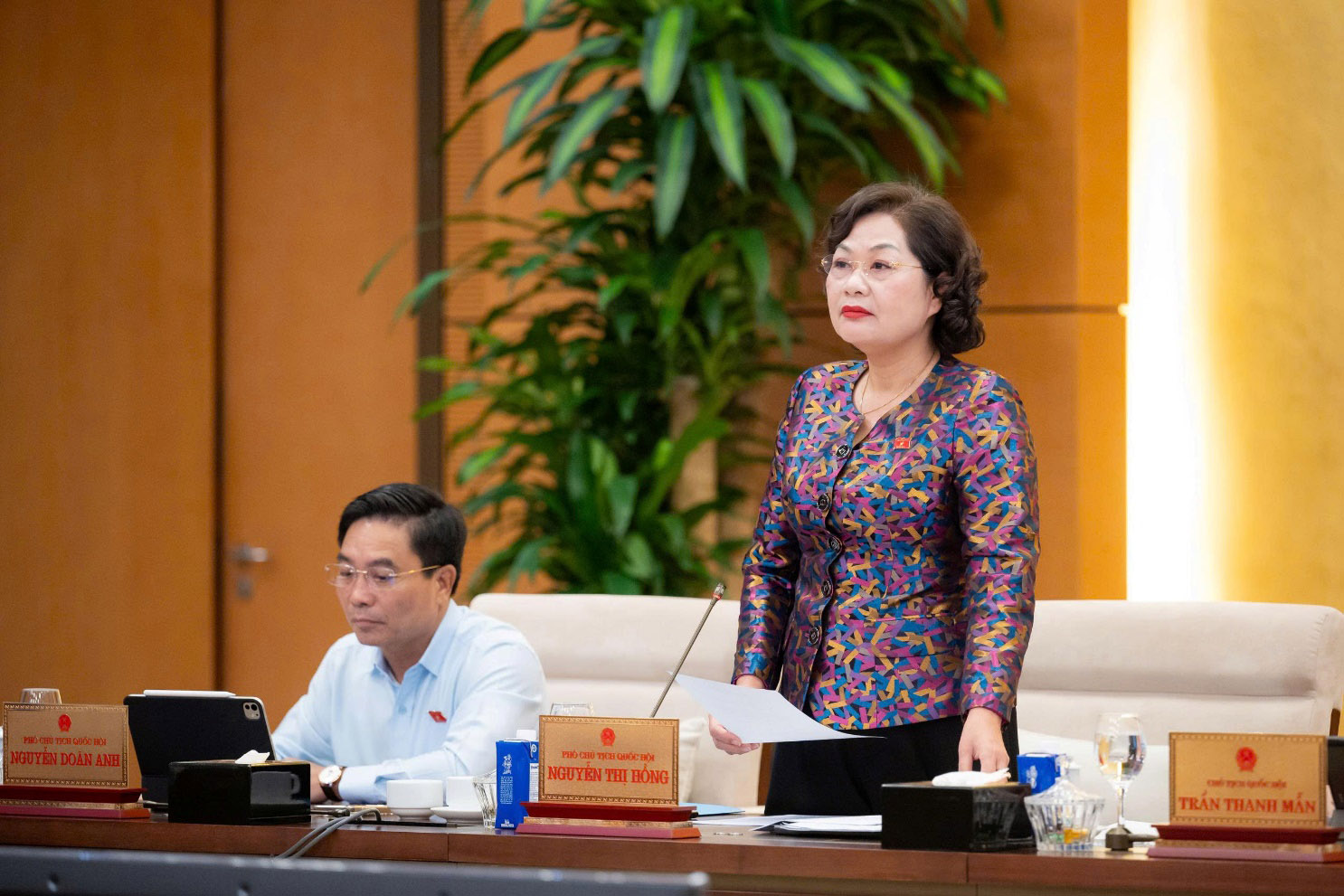 Phó Chủ tịch Quốc hội Nguyễn Thị Hồng phát biểu kết luận nội dung làm việc (ảnh: quochoi.vn)