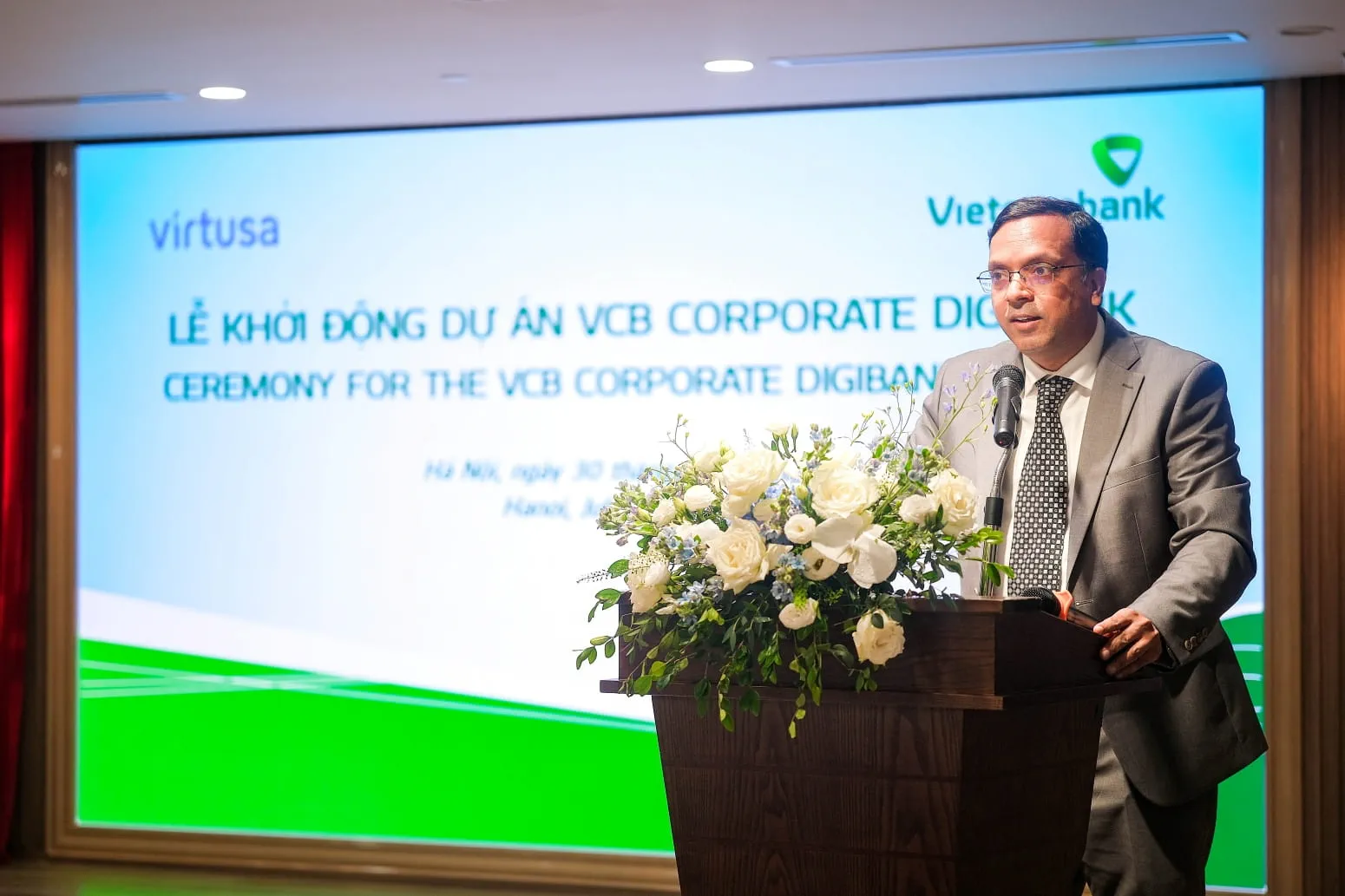 Ông Hemant Tantia - Giám đốc Kinh doanh Khu vực châu Á, Công ty Virtusa phát biểu tại Lễ khởi động dự án