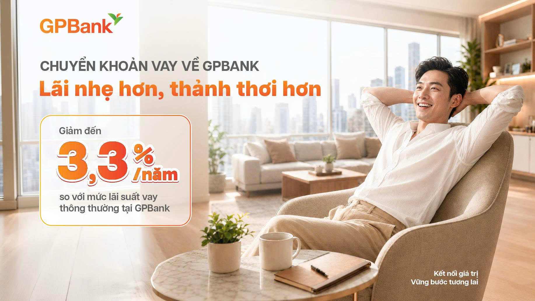 Khách hàng chuyển khoản vay về GPBank được hưởng ưu đãi lãi suất 3,3%/năm