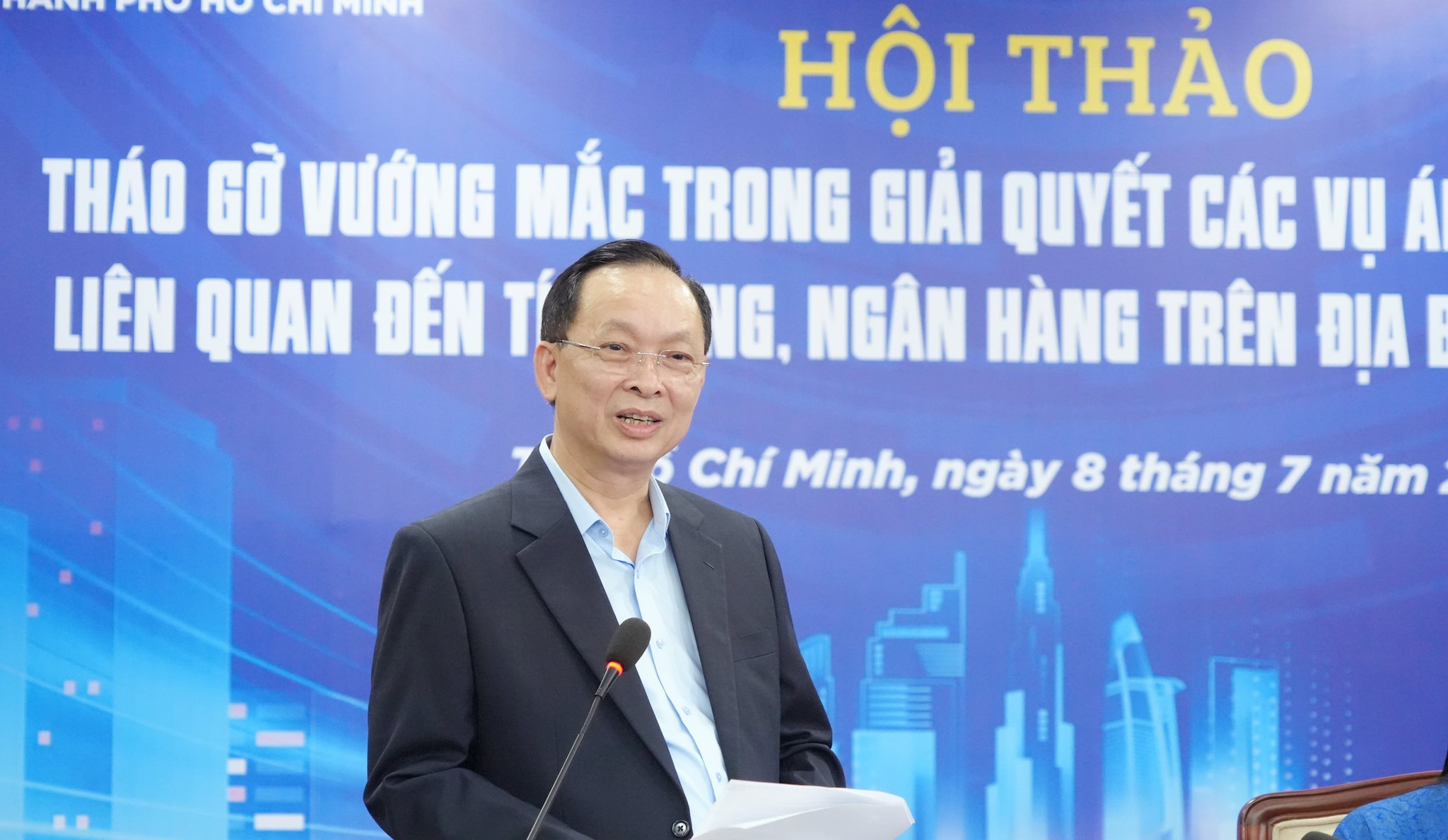 Phó Chủ tịch kiêm Tổng Thư ký Hiệp hội Ngân hàng Việt Nam Đào Minh Tú phát biểu khai mạc Hội thảo