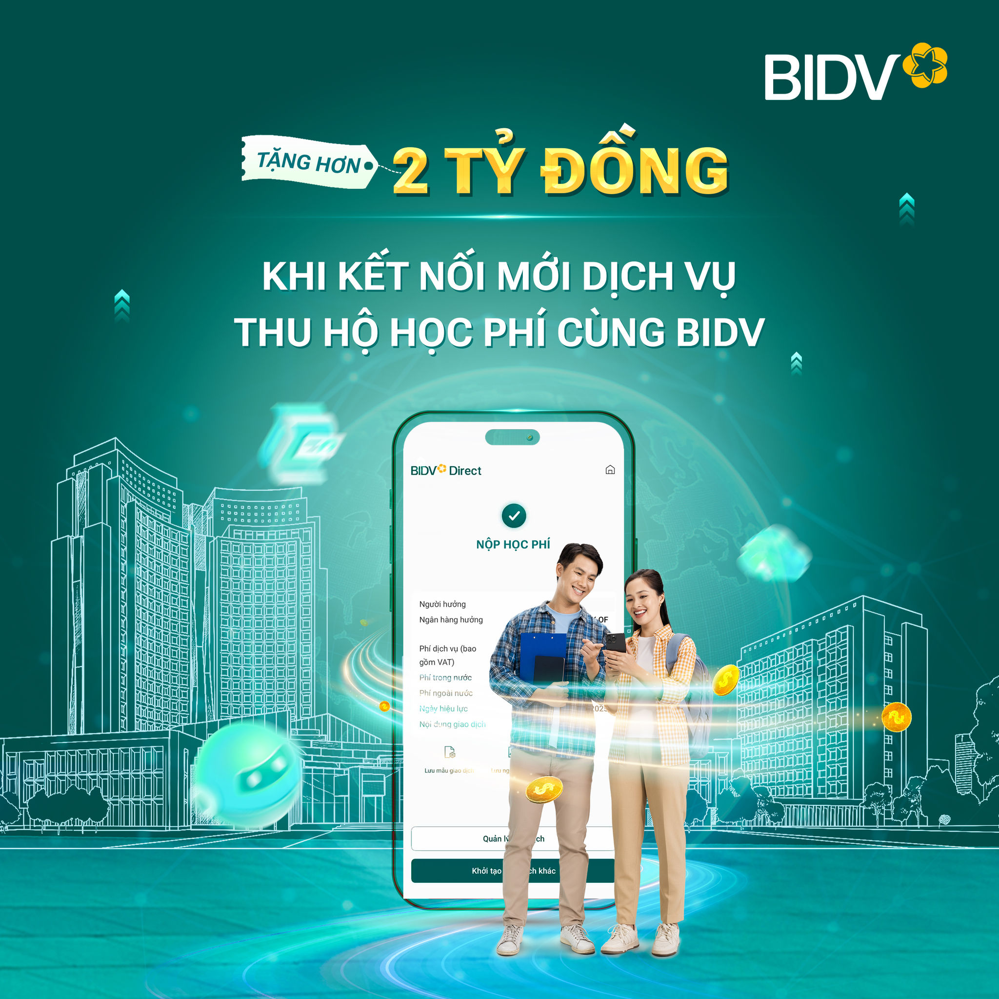 BIDV dành hơn 2 tỷ đồng ưu đãi kết nối mới dịch vụ thu hộ học phí