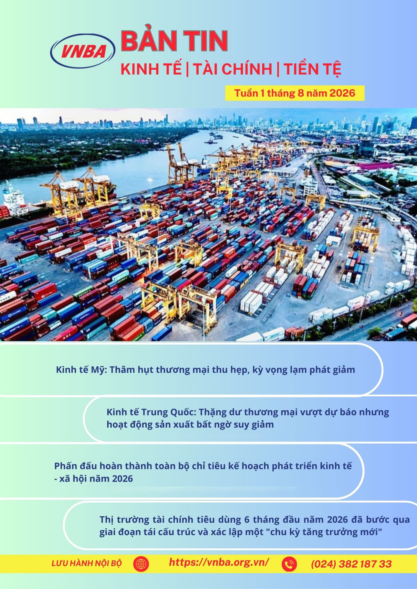 Bản tin Kinh tế - Tài chính - Tiền tệ tuần 1 tháng 8/2026