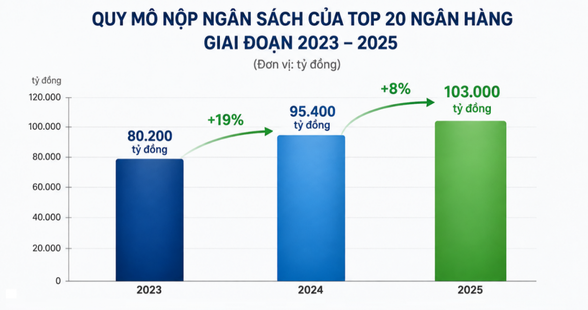 Top 20 ngân hàng nộp ngân sách lớn nhất Việt Nam