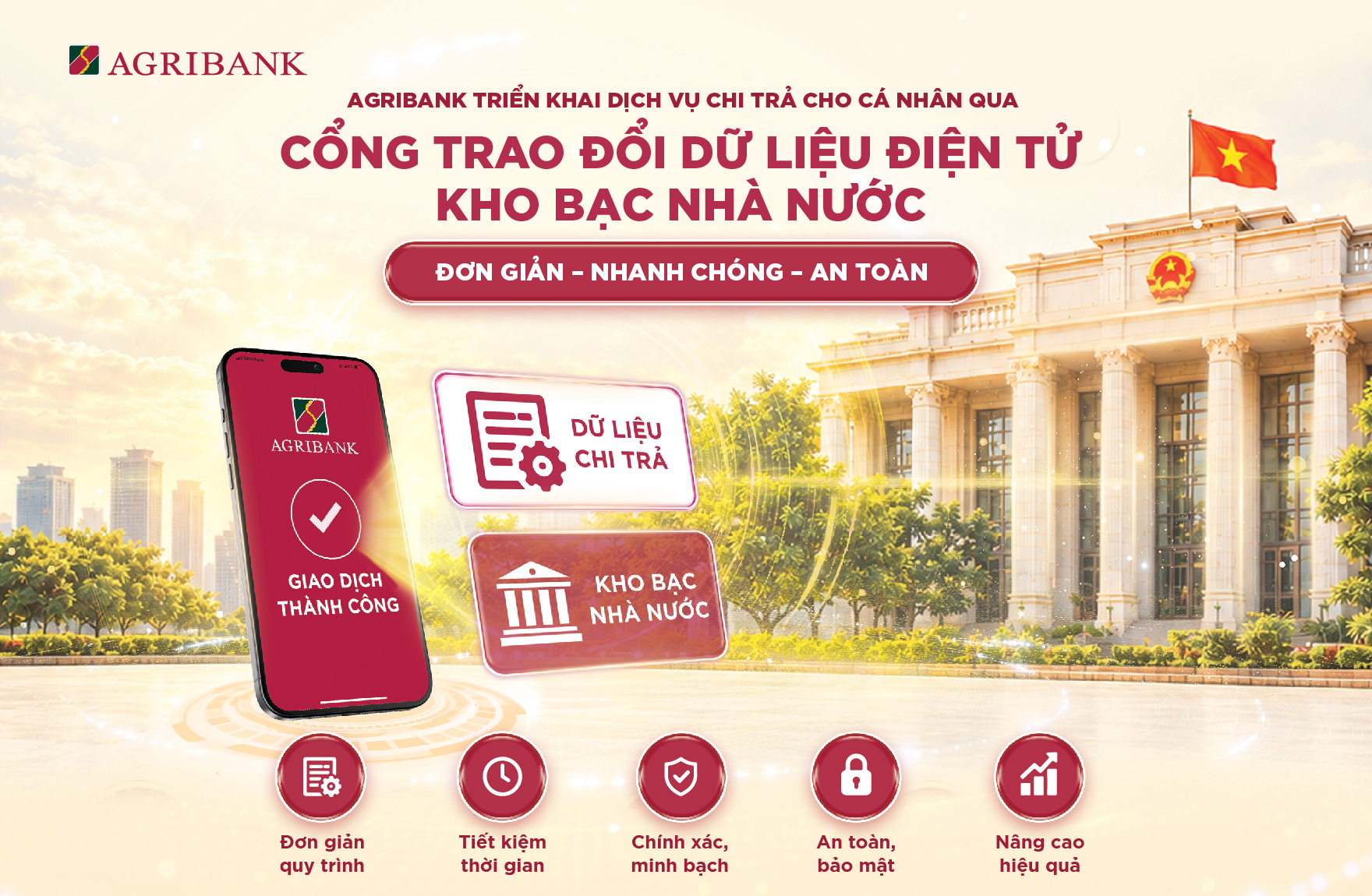 Agribank triển khai chi trả cá nhân qua Cổng dữ liệu Kho bạc Nhà nước