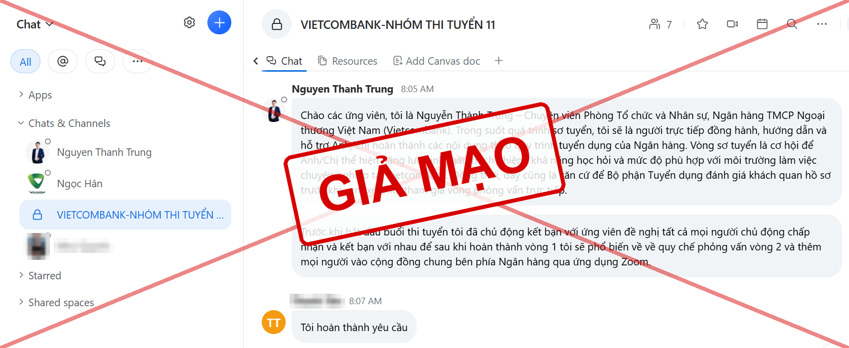 Hình 3: Đối tượng lừa đảo gửi hướng dẫn và yêu cầu ứng viên thực hiện