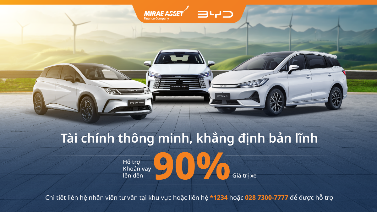 Tài chính Mirae Asset đồng hành cùng BYD Fest 102 Mùa 2, hỗ trợ giải pháp vay mua xe BYD