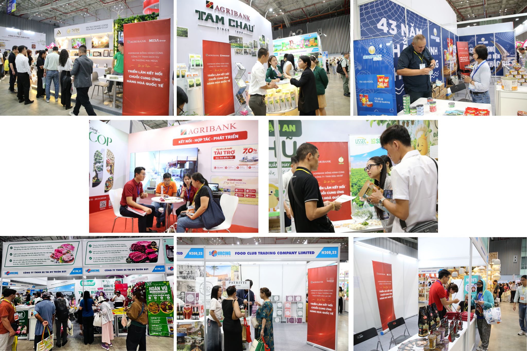 Cụm gian hàng Agribank tập nập đón khách tới trải nghiệm, kết nối giao thương