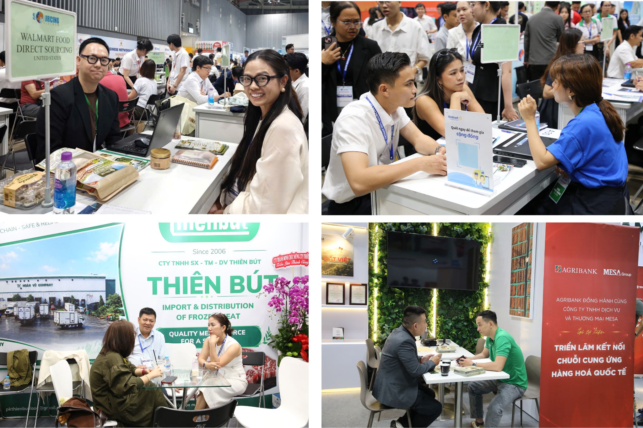 Kết nối giữa doanh nghiệp trong cụm gian hàng Agribank với các nhà mua hàng trong và ngoài nước