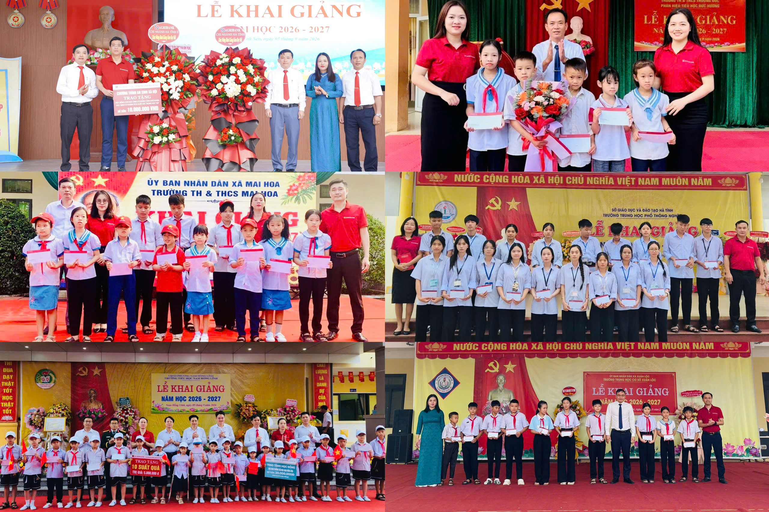 Agribank Chi nhánh Hà Tĩnh trao học bổng và tài trợ cơ sở vật chất cho học sinh có hoàn cảnh khó khăn trên địa bàn tỉnh.