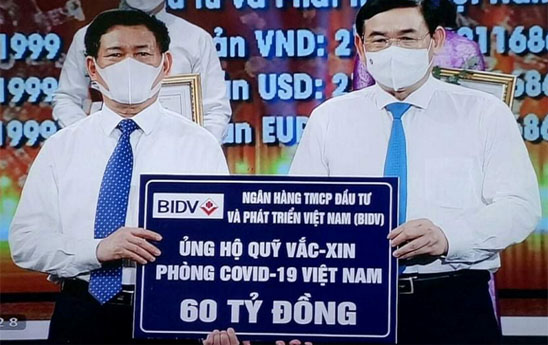 BIDV ủng hộ 60 tỷ đồng cho Quỹ vắc-xin phòng Covid-19
