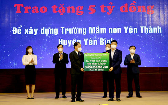 Vietcombank tài trợ 5 tỷ đồng xây dựng Trường mầm non xã Yên Thành