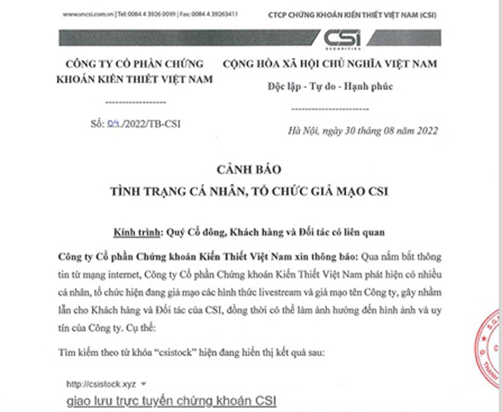 CSI canh bao ve viec bi mao danh de lua dao 2