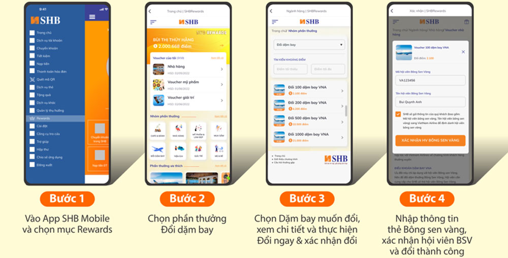 Doi diem thuong tai SHB Rewards 3