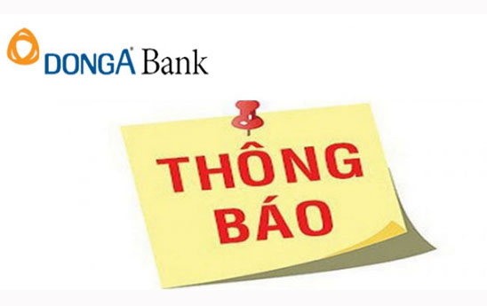DongA Bank khu vực TP Hồ Chí Minh thông báo hoạt động bình thường