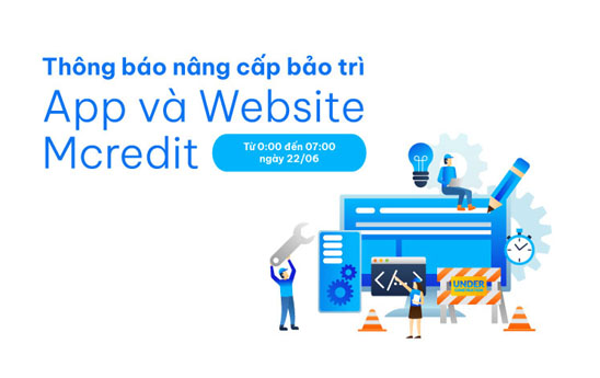 Mcredit thông báo nâng cấp bảo trì Website và App