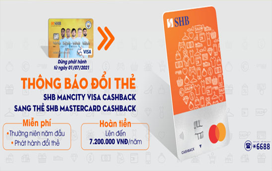 SHB phát hành thẻ tín dụng Mastercard Cashback