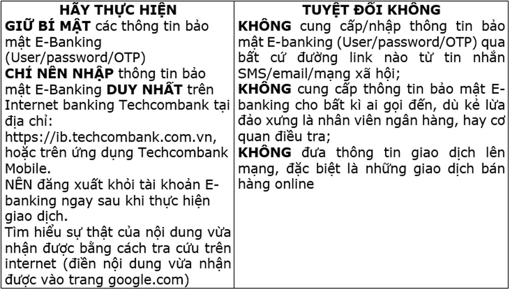 Techcombank canh bao tin nhan lua dao 2