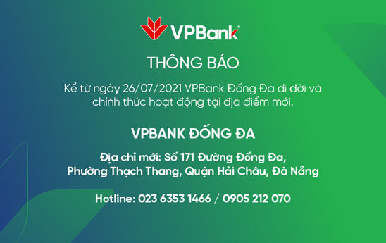 VPBank Đống Đa thay đổi địa điểm hoạt động