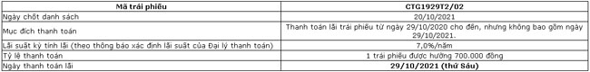 VietinBank thong bao thanh toan lai trai phieu 3