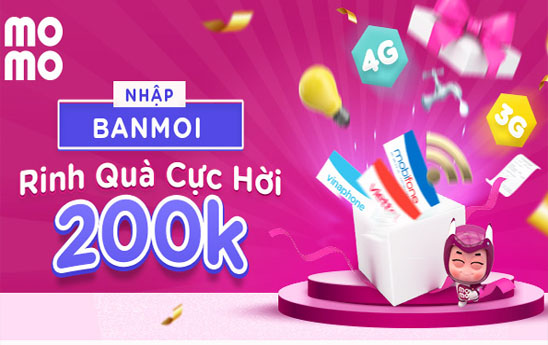 Nhập mã BANMOI - MoMo tặng ngay combo quà 200.000đ cực đã