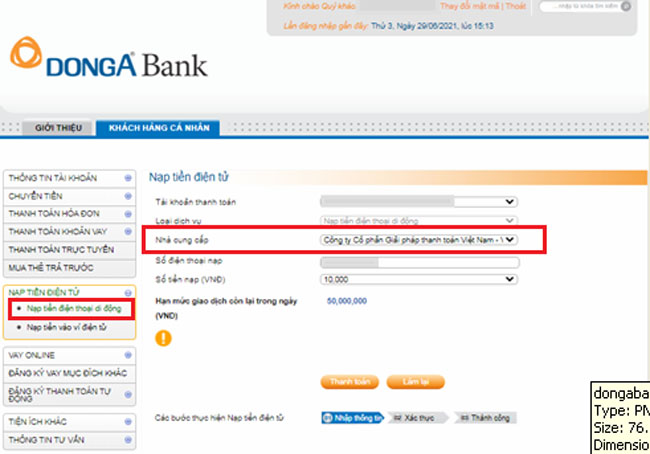 DongA Bank khuyen mai dac biet Nap tien sanh dieu 3