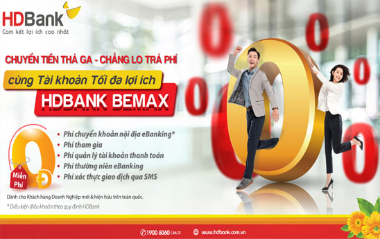 HDBank tiếp tục miễn nhiều loại phí giao dịch trực tuyến với BeMax