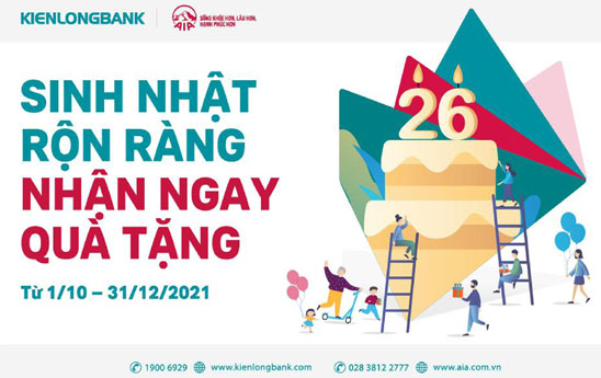 Kienlongbank khuyến mại “Sinh nhật rộn ràng - Nhận ngay quà tặng”