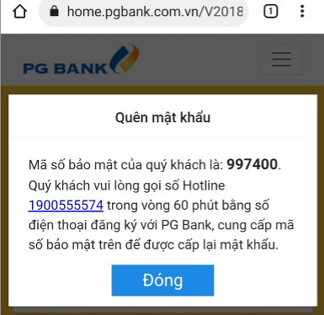 PG Bank ra mat tinh nang cap lai mat khau 4