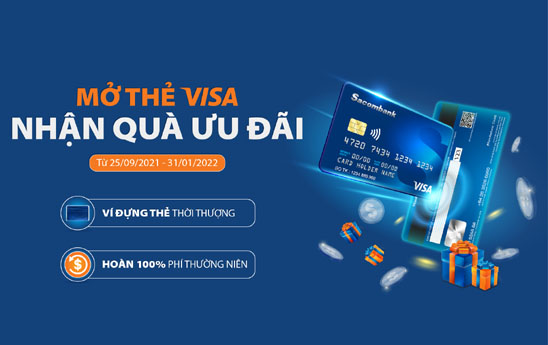 Sacombank ưu đãi khách hàng mở mới thẻ tín dụng Sacombank Visa