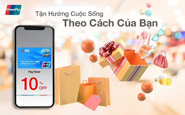 The ghi no phi vat ly quoc te MB UnionPay thanh toan khong tien mat 2