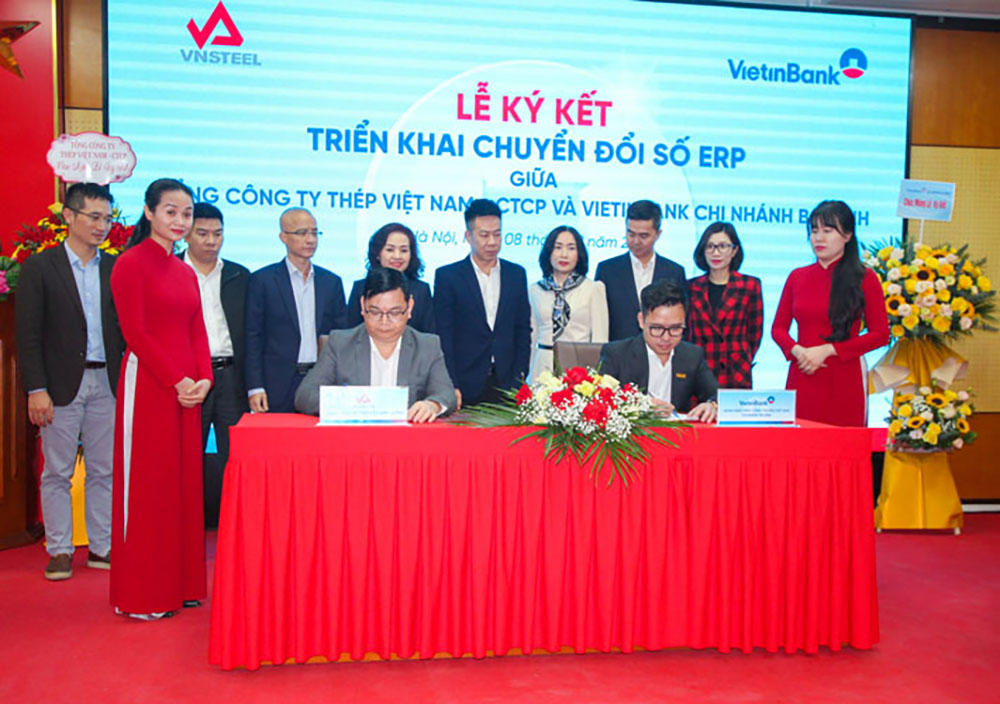 VietinBank Ba Dinh va Tong Cong ty Thep Viet Nam hop tac chuyen doi so ERP1000