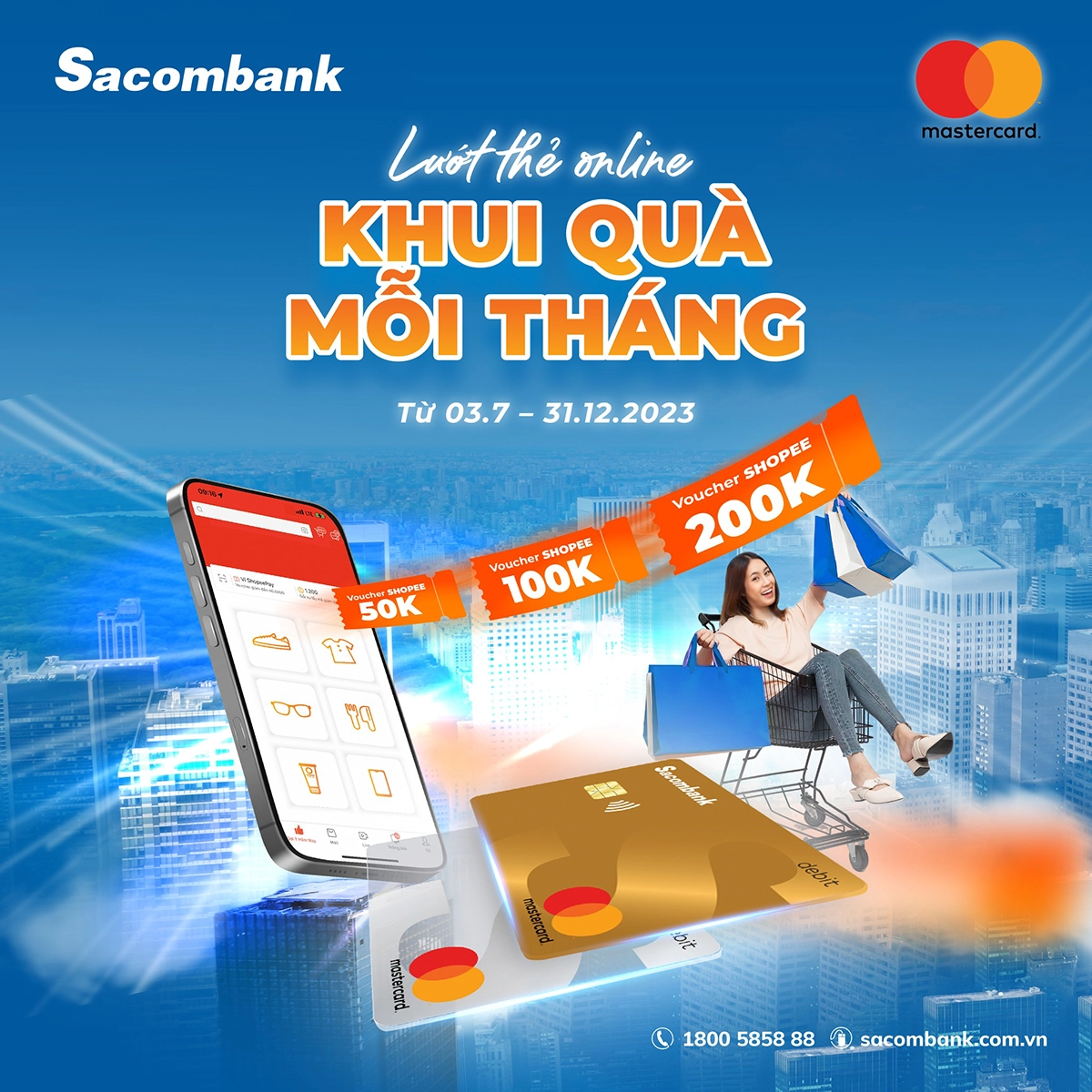 chu the sacombank mastercard khi chi tieu truc tuyen co co hoi nhan hang ngan e voucher shopee2