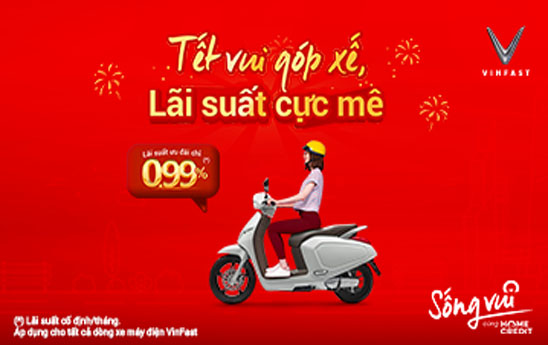 Home Credit ưu đãi cho gói vay mua xe máy điện VinFast