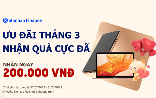 Khach hang nhan e voucher 200000 VND tu Shinhan Finance
