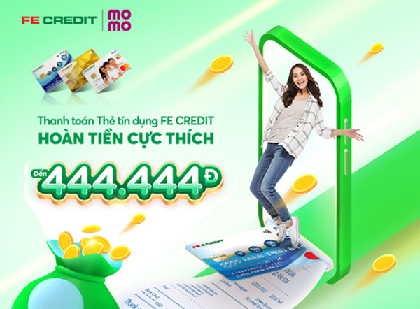 Khach hang nhan hoan tien den 444444d khi thanh toan the FE CREDIT qua MoMo 2