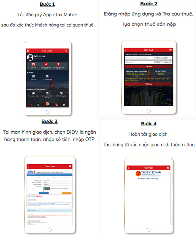 BIDV phoi hop voi Tong cuc Thue trien khai dich vu nop thue qua ung dung eTax Mobile 2