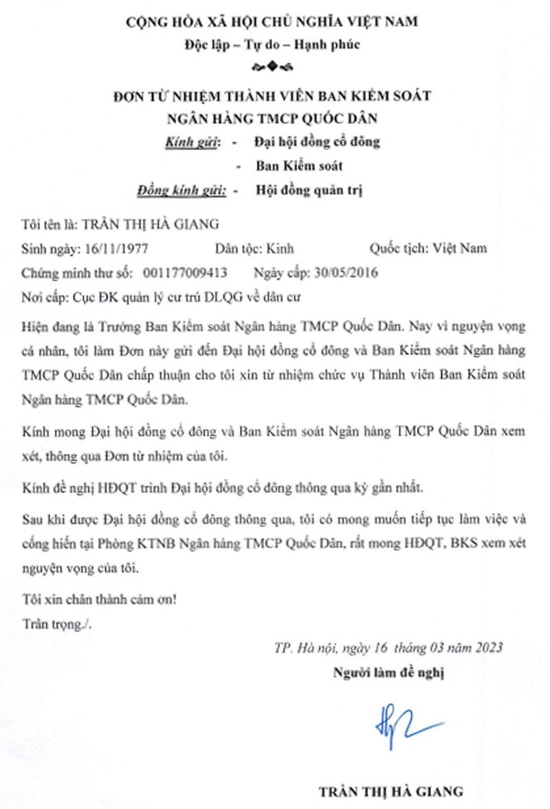 Ba Tran Thi Ha Giang Truong Ban kiem soat NCB 2