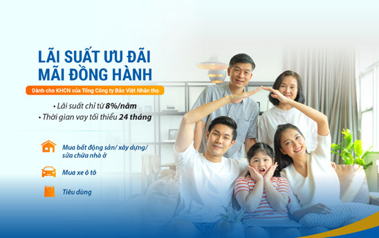 BaoViet Bank cho khách hàng sở hữu hợp đồng bảo hiểm nhân thọ vay ưu đãi