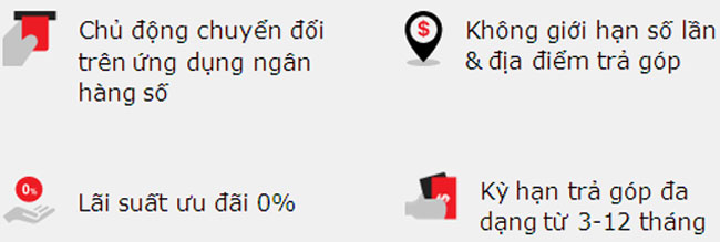 Chuyen doi tra gop tren ung dung Techcombank Mobile 3