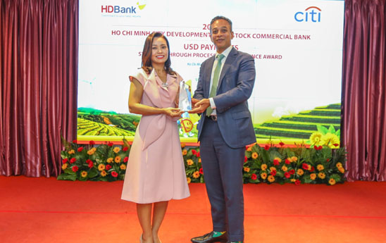 HDBank nhan giai thuong thanh toan quoc te xuat sac tu Citibank