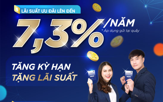 KienlongBank ưu đãi gửi tiền tiết kiệm lãi suất tối đa lên đến 7,30%