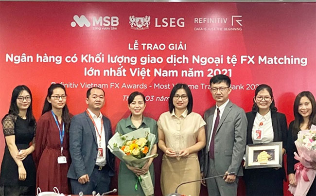 MSB nhan giai thuong Ngan hang co khoi luong giao dich ngoai te lon nhat 2